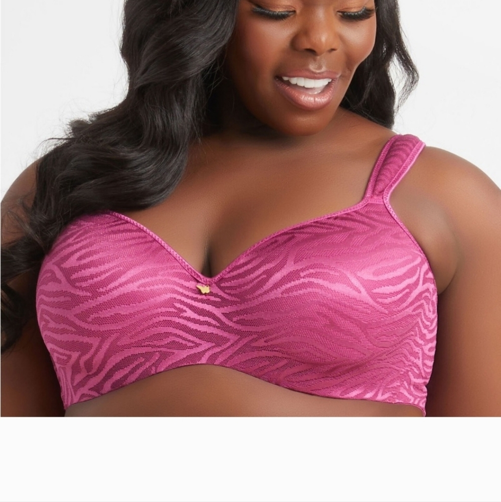 NWT Ashley Stewart Balconette Butterfly Bra Black Size 44DDD/F